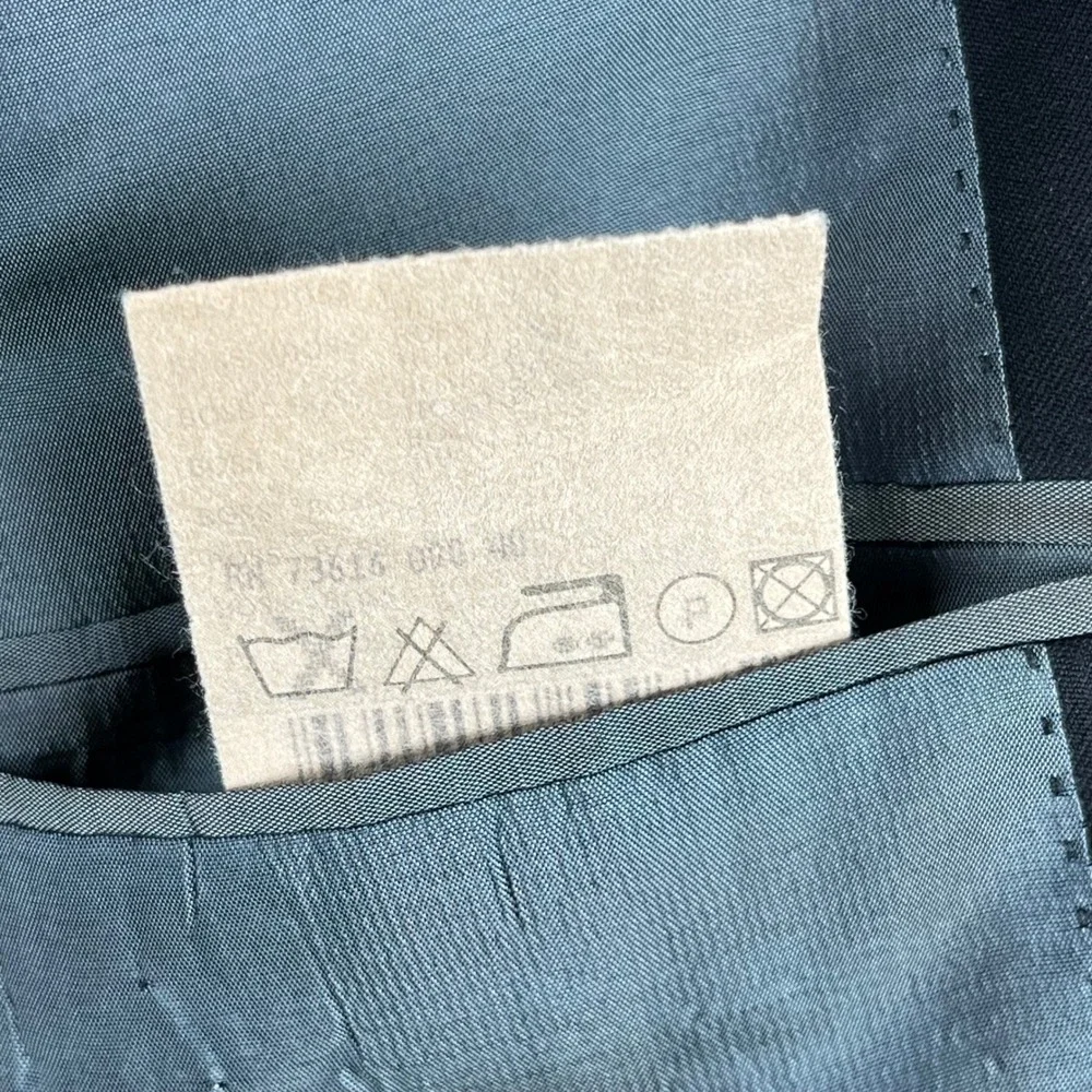 Hugo Boss Mens Navy Blue Super 100 Virgin Wool 3-Button‎ Blazer Jacket 40L USA
